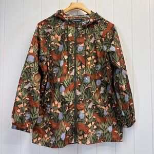 Princess Highway Womens Forest Fox Earthy Windbreaker Size M Whimsical Animal